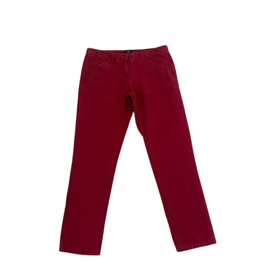 LOFT Burgundy red Straight-Leg cotton cropped Chinos size 4